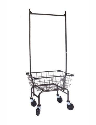 CART&SUPPLY 1.8 Bu Household & Commercial Cart With Handle or Double Side Pole Rack (Gray Trim)