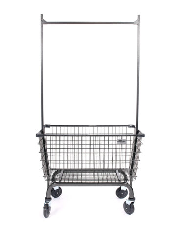 CHARCOAL GRAY COATED  with Double pole rack  , 6.0BUSHEL LARGE CAPACITY LAUNDRY CART  (GRAY TRIM)